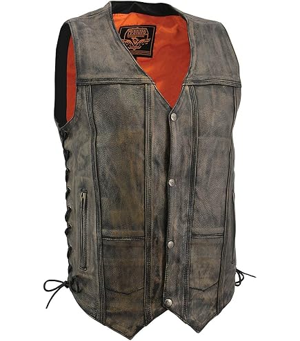 Milwaukee Leather Women's Black Side Lace Motorcycle Vest - 6 Pockets, Antique Snap, Size 2XL