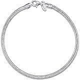 Amberta Women 925 Sterling Silver Snake Charm Bracelet