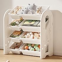 Amazon.co.jp: OSJ おもちゃ棚 絵本棚 3段 4段 ラックセット 大