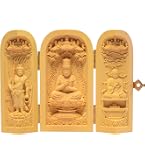 Amazon｜仏像 柘植木彫り 三開仏 (真言宗三尊：大日如来・弘法大師