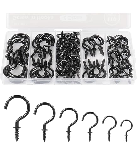 Kruodop 4Pcs Heavy Duty Coat Hooks - Wall Mounted Black Towel Hooks, Metal With Screws, Retro Cup Design