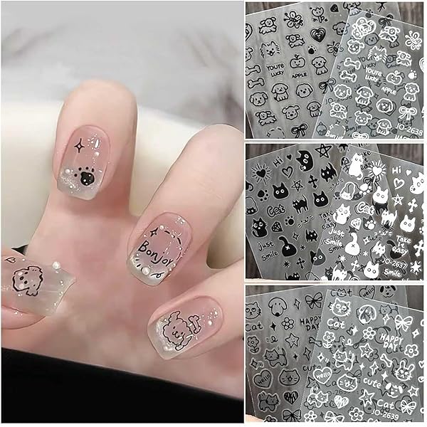 Amazon | ネイルシール ポップキャットシール(ホワイト)ジェルネイル