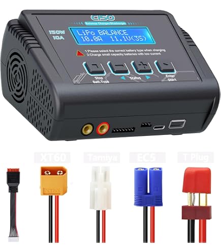 BuyWeek T240 DUO RC Caricabatterie Bilanciamento AC150W/DC240W 10A carica batteria per auto 3,2 pollici touch screen caricabatterie litio alta precisione per LiPo/Lilon/LiFe/NiMH/NiCd/PB/NiMH