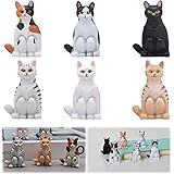 【AAGWW】しゃがみ猫 子猫玩具セット PVC ミニチュア フィギュア プレゼント 誕生日 働物フィギュア フィギュア セット かわいい猫 カプセルトイ アクセサリー 猫棺ダンス チーズ猫 妖艶猫(テーマ:しゃがみ猫-6箇入り)