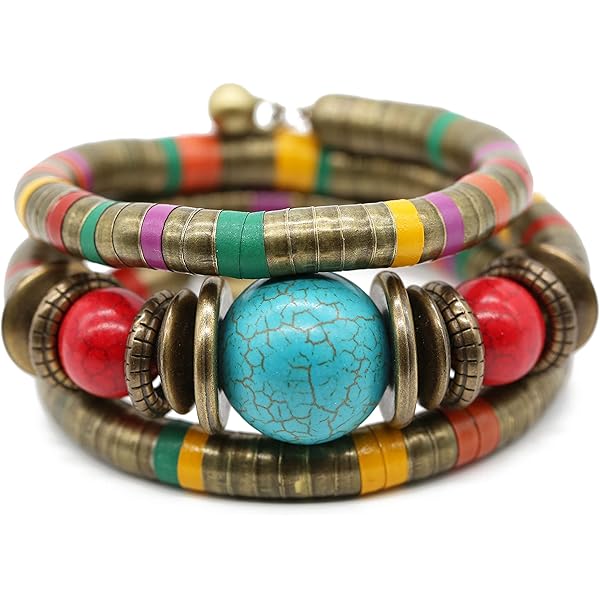 Amazon.co.jp: Sureio 7ピース アフリカンビーズブレスレット