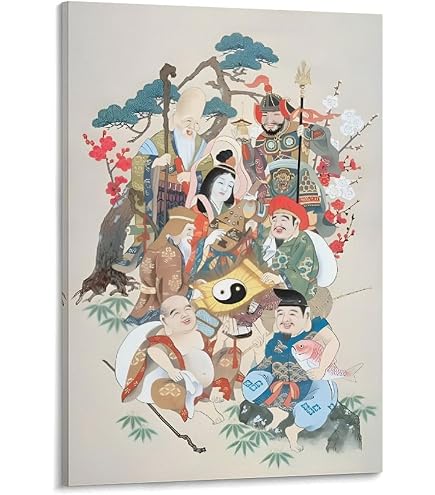 Amazon.co.jp: 吉岡浩太郎「ワイド」シルク版画額 七福神 1409840