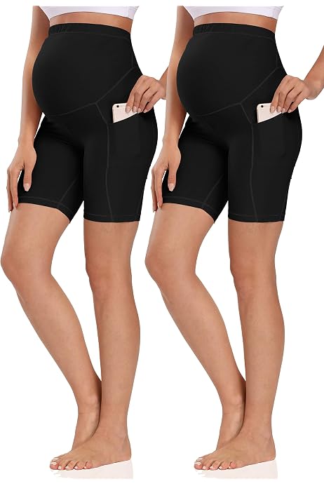 POSHDIVAH Women's Maternity Yoga Shorts 