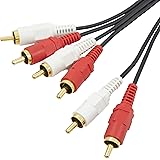 RCA オーディオ分配ケーブル 2ピン-2ピン×2 1.5m 赤・白プラグ 簡易包装 アンプ テレビ ポータブルプレーヤー など