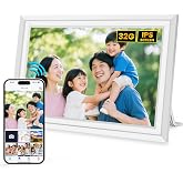FANGOR デジタルフォトフレーム 10.1インチ IPSタッチパネル Wi-Fi対応 32GB内蔵 写真/動画再生 自動回転 壁掛け可 白 | 高精細IPSタッチスクリーン搭載 Wi-Fi遠隔伝送対応 で写真や動画を簡単共有 1280×800 解