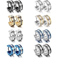 Amazon ピアスフープ ステンレス ピアスリング シンプル 8ペア16点セット メンズ イヤリング ブランド ボディピアス ユニセックス おしゃれ ファション アクセサリー ボディピアス 通販