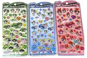 3枚セットパワパフシール ぱわぱふガールズ シール 3D手帳 デコ ギフト ステッカー 立体レリーフデザイン 携帯電話飾り用 DIY用 手帳用 貼り付け可能 手芸用品大容量 スマホケース 手帳 diy 贈り物ごほうび (SX16)