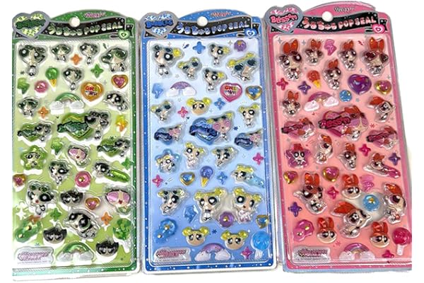 3枚セットパワパフシール ぱわぱふガールズ シール 3D手帳 デコ ギフト ステッカー 立体レリーフデザイン 携帯電話飾り用 DIY用 手帳用 貼り付け可能 手芸用品大容量 スマホケース 手帳 diy 贈り物ごほうび (SX16)