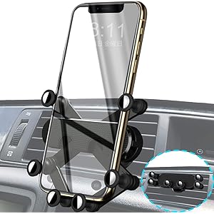 車載スマホホルダー エアコン 吹き出し口用 ジェットブラック departure ssf-001 iPhone スマホ対…