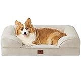 EHEYCIGA 犬 ベッド 冬 ペットベッド 防水 猫 ベッド 洗える 犬用 クッション 高反発 取り外せるカバー 滑り止め オールシーズン 中型犬 大型犬(89x56x16.5cm，ベージュ)