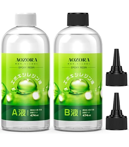 Amazon | エポキシ樹脂 2液性レジン液 480ml/16fl.oz 高い透明 黄ばみ