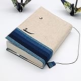 sheepsleep ブックカバー 文庫判 「渡し船」刺繍 日本製 文庫本カバー 文庫用 生成、黒