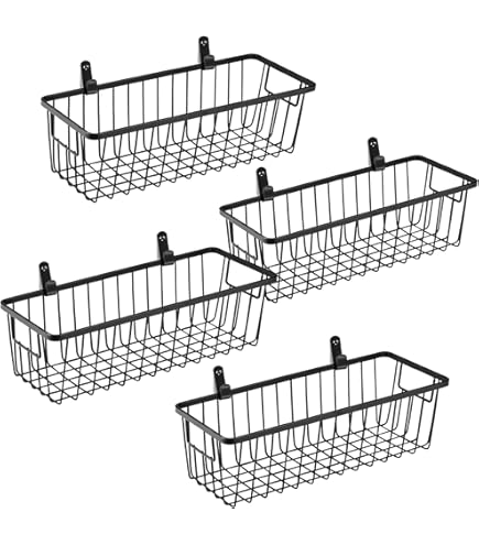 DII Farmhouse Vintage Wire Wall Baskets Set Of 2 - Antique White, Small Size For Rustic Decor
