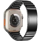 チタニウム アップルウォッチ バンド-Apple Watch 12/11/10、Ultra 4/3、SE 対応、DLC カーブドリンクブレスレット | MaKTech DLC コーティング傷防止、軽量メタルストラップ、Apple Watch 12/1