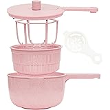 [MRG] 4WAY サラダスピナー 野菜 水切り 器 ボウル 持ち手 ザル エッグセパレーター すべり止め付き ホイッパー 湯切り 米研ぎ 混ぜる 多機能 13cm おしゃれ 調理器具 下ごしらえ 食洗器対応 (ピンク)