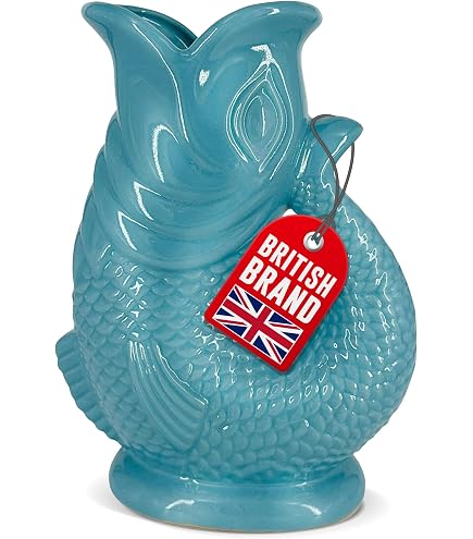 Gurgle Pot Fish Pitchers Set Of 2 - Large (42 Oz) & Mini (3 Oz), Pink, Stoneware, Makes Gurgling Sound When Pouring - View #4