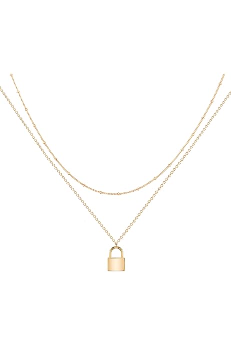 Amazon | BOUTIQUELOVIN 南京錠ネックレス レディース 14Kゴールド 