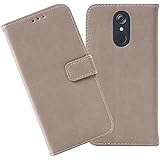 【Anrek】LG style L-03K docomo / Q7 / Q7+ / Q7a alpha 兼用 ケース 手帳型 カバー (グレー) アルファq7a ドコモ エルジースタイル l03k 手帳型ケース カード収納 サイドマグネット スタンド