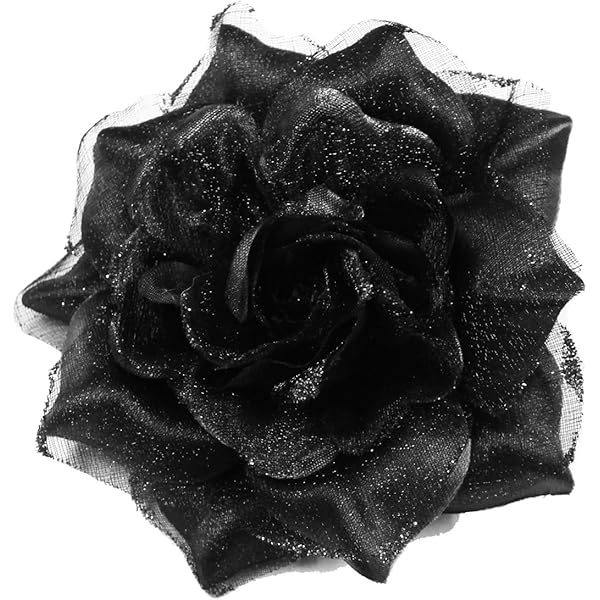 Amazon | ラメ縁取りバラコサージュ 黒 YS-1276 | ブローチ 通販