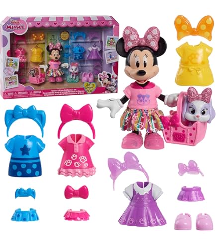 Disney Minnie Mouse Fabulous Fashion Doll - 14 Piece Sweet Party Set With Dresses & Accessories For Kids 3+