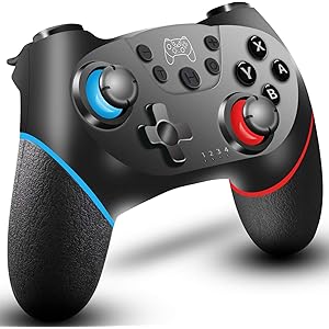 FONLAM Switch用 コントローラー 無線 ゲームパッド Nintendoスイッチ対応 pro controller ワイヤレス ゲームコントローラー ジャイロセンサー 連射機能 振動機能搭載 高耐久ボタン 重力感応 キャプチャー機能 ニンテンド スイッチコントローラー プロコン Bluetooth接続 Switch/PC/Android/TV対応 タブレット適用 PC スイッチ 無線有線二モデル 反応速い 操作簡単 日本語説明書 (青赤)