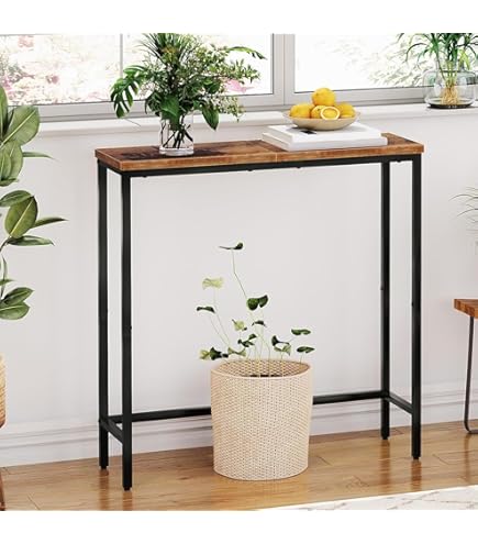Amazon｜ブラックアイアンコンソールテーブル、幅15cmの廊下玄関