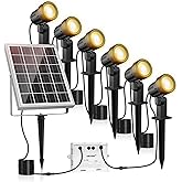 MEIKEE 6 in 1 Solar Spot Lights Outdoor Garden, Solar Spike Light 3000K Warm White, Solar Garden Spotlight IP66 Waterproof, S