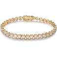 Barzel 18K Gold Plated Crown Created Opal Bracelet Tennis, One Size, rhodium-plated-brass, Created Opal