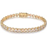 Barzel 18K Gold Plated Crown Created Opal Bracelet Tennis, One Size, rhodium-plated-brass, Created Opal