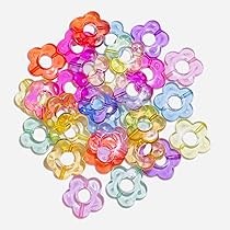 送料込み！3連　フラワーパーテーション　アクリル　ビーズ　カラフル　仕切り ビーズ 『フラワービーズ カラフルMIX 14mm 約200個入り 10-4403