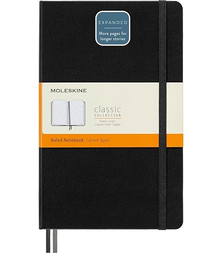 Amazon | Moleskine Notebook, Medium, Ruled, Black, Hard Cover (4.5