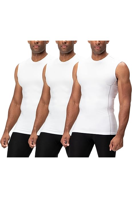 white sleeveless compression shirt