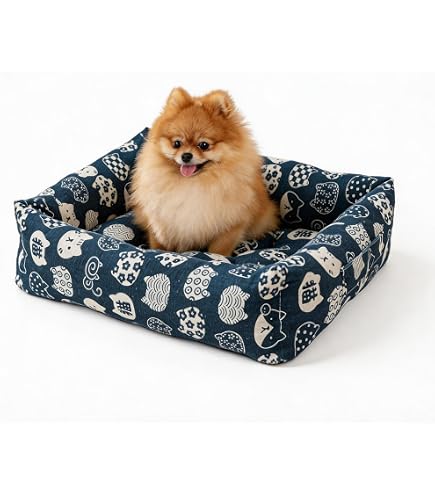 小型犬猫用ベッドAPPY DOG&CAT&介護 シール織りウィンドペン柄 ベッド