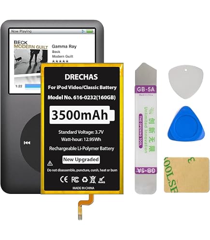 Amazon | 500mAh 超容量 Mp3 バッテリー Apple iPod Nano 6 第6世代