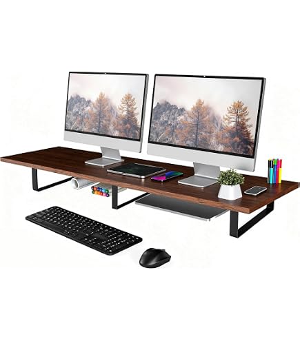 Amazon.co.jp: JOFUYU モニター台 卓上 100cm 2段 木製 pc ノート