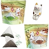 ねこ茶 ティーバッグ セット 釣り (深蒸し茶・ほうじ茶) 可愛い お茶 プチギフト 誕生日 プレゼント 猫のフィギュア付き