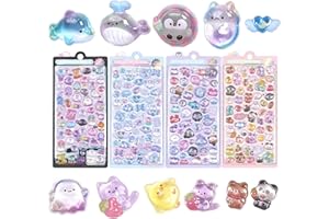 Chaojibao 第一世代 中空 ぷくぷくシール 可愛い 4枚セット 立体 ごほうびシール DIY用 キラキラな 女の子 デコシール 日記帳用 貼り付け可能 手芸用品 (4個) [並行輸入品]