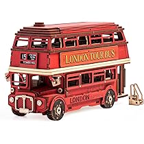 【限定品】英国製 ロンドンパブ立体絵画 69×54cm 2006年非再版・額縁付 立体パズル 木製 DIY つくるんです ロンドンバス 666192-TGM02