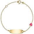 14K Engravable Gold Curb Figaro Chain ID Bracelet Girls Boys for CHILDREN or KIDS ONLY 6" Italy