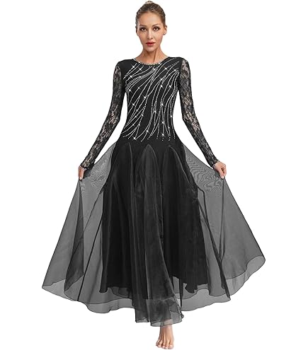 Amazon.co.jp: FaFaDance ラテン ドレス ワンピース ミディアム フリル