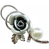 ［enyapearl］ アコヤ真珠 ピンブローチ 銀色の薔薇 パール ブローチ