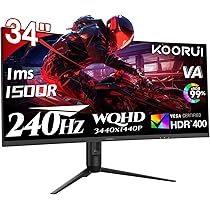 Amazon.co.jp: KOORUI 34インチ 240Hz 超ワイド 湾曲ゲーミング