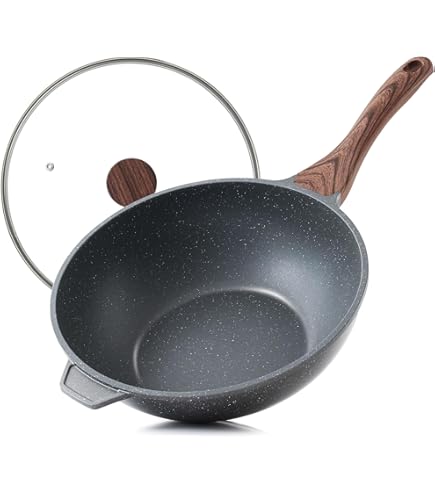 Corelle Brands DuraNano CBDN28WOK-HH/SG Wok Pan with Lid, 28cm