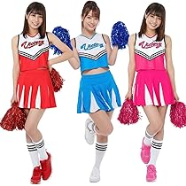 Amazon.co.jp: [monoii] ポンポン付き チアガール コスプレ チア 仮装