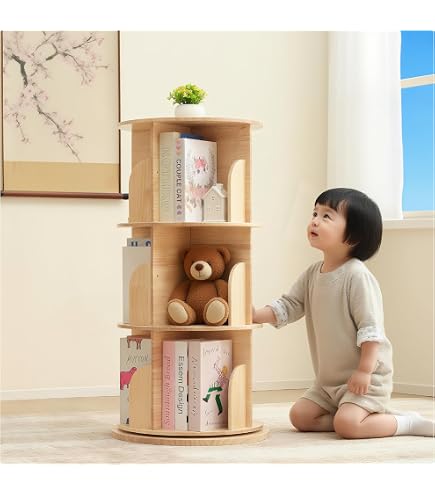 【在庫処分】TOOKYLAND 天然木 本棚3段 回転式本棚 大容量 スリム コ Amazon｜TOOKYLAND 天然木 本棚3段 回転式本棚 大容量 スリム コミック