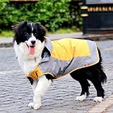 Umora 犬用レインコート カッパ 雨具 通気 帽子付 散歩用 小型犬 中型犬 大型犬（オレンジ+グレー XS）